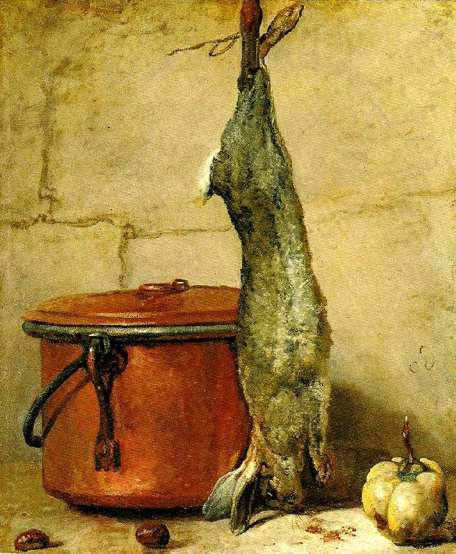 jean-simeon chardin stilleben med hare och kopparkittel oil painting image